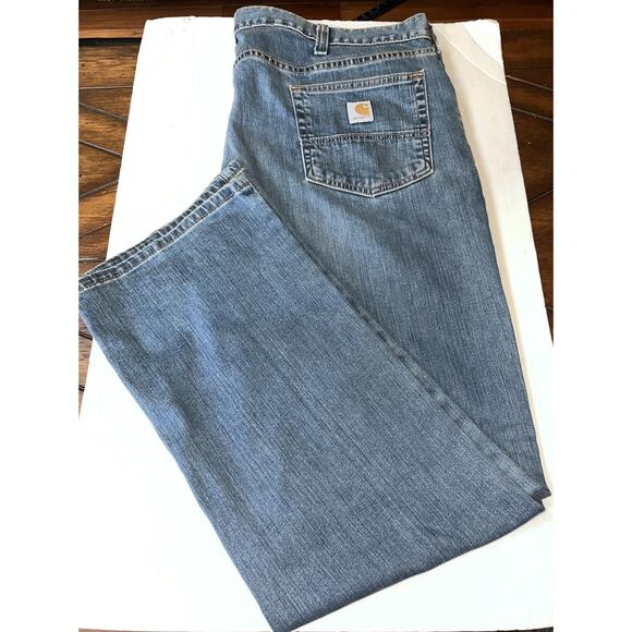 Carhartt Jeans‎ Men's 42x30 Light Wash Denim Pants Relaxed Fit Work Workwear - Picture 1 of 6